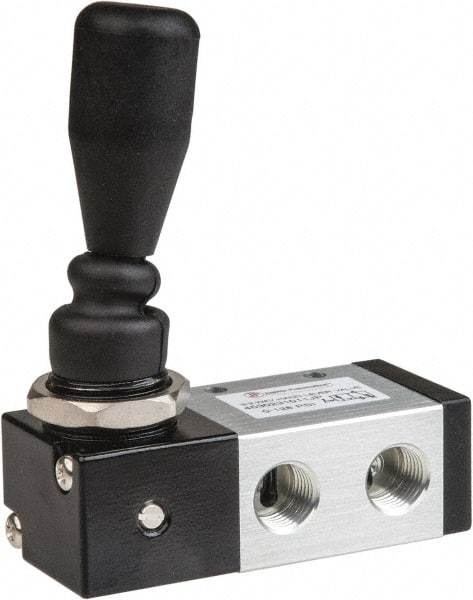 PRO-SOURCE - 1/4" NPT Manual Mechanical Valve - 3 Way, 2 Position, Lever/Detent, 0.98 CV Rate & 127.98 Max psi - Exact Tool & Supply