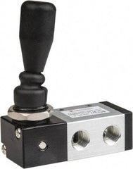 PRO-SOURCE - 1/4" NPT Manual Mechanical Valve - 3 Way, 2 Position, Lever/Detent, 0.98 CV Rate & 127.98 Max psi - Exact Tool & Supply