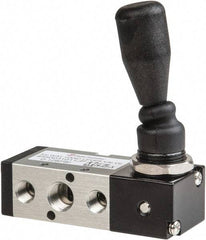 PRO-SOURCE - 1/4" NPT Manual Mechanical Valve - 5-Way, 2 Position, Lever/Detent, 0.98 CV Rate & 127.98 Max psi - Exact Tool & Supply