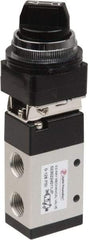 PRO-SOURCE - 1/4" NPT Mechanically Operated Air Valve - 3 Way, 2 Position, Selector/Manual, 0.98 CV Rate & 127.98 Max psi - Exact Tool & Supply
