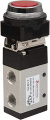 PRO-SOURCE - 1/4" NPT Mechanically Operated Air Valve - 3 Way, 2 Position, Flush Palm Button/Spring, 0.98 CV Rate & 127.98 Max psi - Exact Tool & Supply