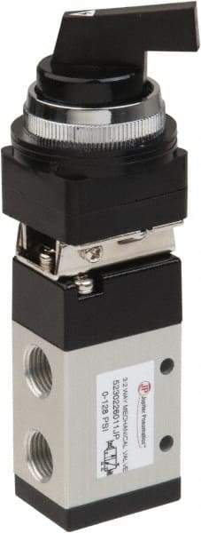 PRO-SOURCE - 1/4" NPT Mechanically Operated Air Valve - 3 Way, 2 Position, Long Selector/Manual, 0.98 CV Rate & 127.98 Max psi - Exact Tool & Supply