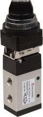 Value Collection - 1/8" NPT Mechanically Operated Air Valve - 3 Way, 2 Position, Selector/Manual, 0.76 CV Rate & 127.98 Max psi - Exact Tool & Supply