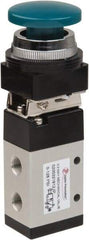 Value Collection - 1/8" NPT Mechanically Operated Air Valve - 3 Way, 2 Position, Palm Button/Spring, 0.76 CV Rate & 127.98 Max psi - Exact Tool & Supply