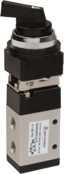 Value Collection - 1/8" NPT Mechanically Operated Air Valve - 3 Way, 2 Position, Long Selector/Manual, 0.76 CV Rate & 127.98 Max psi - Exact Tool & Supply