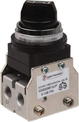 Value Collection - 1/8" NPT Mechanically Operated Air Valve - 3 Way, 2 Position, Two Stack Selector/Manual, 0.76 CV Rate & 127.98 Max psi - Exact Tool & Supply