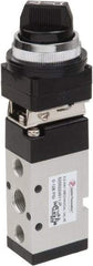 PRO-SOURCE - 1/4" NPT Mechanically Operated Air Valve - 5-Way, 2 Position, Selector/Manual, 0.98 CV Rate & 127.98 Max psi - Exact Tool & Supply