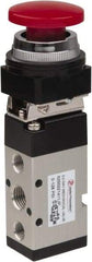 PRO-SOURCE - 1/4" NPT Mechanically Operated Air Valve - 5-Way, 2 Position, Palm Button/Spring, 0.98 CV Rate & 127.98 Max psi - Exact Tool & Supply