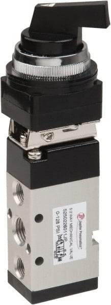 PRO-SOURCE - 1/4" NPT Mechanically Operated Air Valve - 5-Way, 2 Position, Long Selector/Manual, 0.98 CV Rate & 127.98 Max psi - Exact Tool & Supply