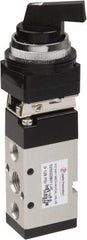 PRO-SOURCE - 1/4" NPT Mechanically Operated Air Valve - 5-Way, 2 Position, Long Selector/Manual, 0.98 CV Rate & 127.98 Max psi - Exact Tool & Supply