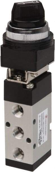 PRO-SOURCE - 1/8" NPT Mechanically Operated Air Valve - 5-Way, 2 Position, Selector/Manual, 0.76 CV Rate & 127.98 Max psi - Exact Tool & Supply
