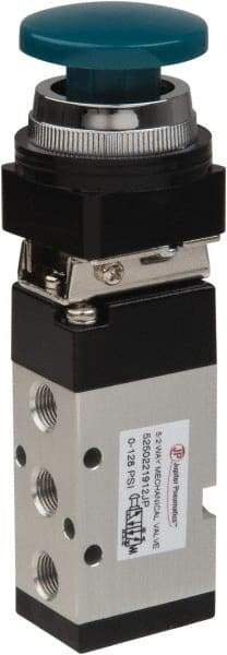 Value Collection - 1/8" NPT Mechanically Operated Air Valve - 5-Way, 2 Position, Palm Button/Spring, 0.76 CV Rate & 127.98 Max psi - Exact Tool & Supply