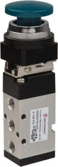 Value Collection - 1/8" NPT Mechanically Operated Air Valve - 5-Way, 2 Position, Palm Button/Spring, 0.76 CV Rate & 127.98 Max psi - Exact Tool & Supply