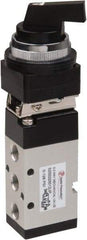 Value Collection - 1/8" NPT Mechanically Operated Air Valve - 5-Way, 2 Position, Long Selector/Manual, 0.76 CV Rate & 127.98 Max psi - Exact Tool & Supply