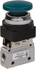PRO-SOURCE - 1/8" NPT Mechanically Operated Air Valve - 3 Way, 2 Position, Palm Button/Spring, 0.1 CV Rate & 127.98 Max psi - Exact Tool & Supply