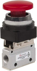 PRO-SOURCE - 1/8" NPT Mechanically Operated Air Valve - 3 Way, 2 Position, Palm Button/Spring, 0.1 CV Rate & 127.98 Max psi - Exact Tool & Supply