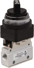 PRO-SOURCE - 1/8" NPT Mechanically Operated Air Valve - 3 Way, 2 Position, Selector/Manual, 0.1 CV Rate & 127.98 Max psi - Exact Tool & Supply