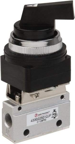 PRO-SOURCE - 1/8" NPT Mechanically Operated Air Valve - 3 Way, 2 Position, Long Selector/Manual, 0.1 CV Rate & 127.98 Max psi - Exact Tool & Supply