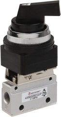 PRO-SOURCE - 1/8" NPT Mechanically Operated Air Valve - 3 Way, 2 Position, Long Selector/Manual, 0.1 CV Rate & 127.98 Max psi - Exact Tool & Supply