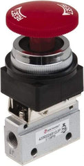 PRO-SOURCE - 1/8" NPT Mechanically Operated Air Valve - 3 Way, 2 Position, Palm Button/Manual, 0.1 CV Rate & 127.98 Max psi - Exact Tool & Supply