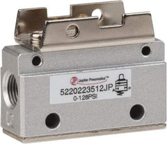 Value Collection - 1/8" NPT Mechanically Operated Air Valve - 2-Way, 2 Position, Cam Stem/Spring, 0.1 CV Rate & 127.98 Max psi - Exact Tool & Supply