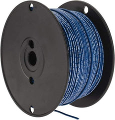 Made in USA - 18 AWG, 16 Strand, 500' OAL, Tinned Copper Hook Up Wire - Blue PVC Jacket, 0.106" Diam - Exact Tool & Supply