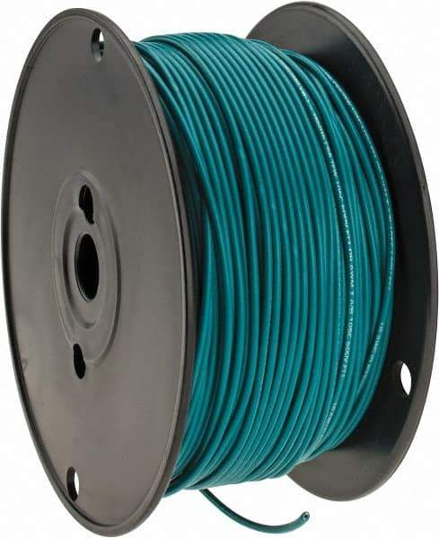 Made in USA - 18 AWG, 16 Strand, 500' OAL, Tinned Copper Hook Up Wire - Green PVC Jacket, 0.106" Diam - Exact Tool & Supply