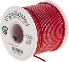 Made in USA - 22 AWG, 7 Strand, 100' OAL, Tinned Copper Hook Up Wire - Red PVC Jacket, 0.091" Diam - Exact Tool & Supply
