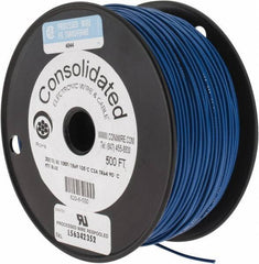 Made in USA - 20 AWG, 10 Strand, 500' OAL, Tinned Copper Hook Up Wire - Blue PVC Jacket, 0.07" Diam - Exact Tool & Supply