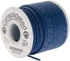 Made in USA - 20 AWG, 10 Strand, 100' OAL, Tinned Copper Hook Up Wire - Blue PVC Jacket, 0.07" Diam - Exact Tool & Supply