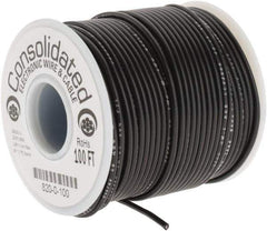 Made in USA - 20 AWG, 10 Strand, 100' OAL, Tinned Copper Hook Up Wire - Black PVC Jacket, 0.07" Diam - Exact Tool & Supply