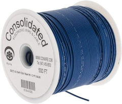 Made in USA - 22 AWG, 7 Strand, 500' OAL, Tinned Copper Hook Up Wire - Blue PVC Jacket, 0.062" Diam - Exact Tool & Supply