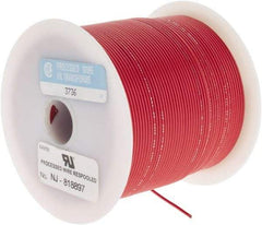 Made in USA - 22 AWG, 7 Strand, 500' OAL, Tinned Copper Hook Up Wire - Red PVC Jacket, 0.062" Diam - Exact Tool & Supply