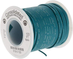 Made in USA - 22 AWG, 7 Strand, 100' OAL, Tinned Copper Hook Up Wire - Green PVC Jacket, 0.062" Diam - Exact Tool & Supply