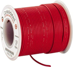 Made in USA - 22 AWG, 7 Strand, 100' OAL, Tinned Copper Hook Up Wire - Red PVC Jacket, 0.062" Diam - Exact Tool & Supply