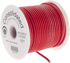 Made in USA - 14 AWG, 41 Strand, 100' OAL, Tinned Copper Hook Up Wire - Red PVC Jacket, 0.136" Diam - Exact Tool & Supply