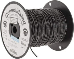 Made in USA - 16 AWG, 26 Strand, 500' OAL, Tinned Copper Hook Up Wire - Black PVC Jacket, 0.117" Diam - Exact Tool & Supply