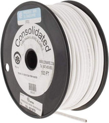 Made in USA - 12 AWG, 65 Strand, 100' OAL, Tinned Copper Hook Up Wire - White PVC Jacket, 0.155" Diam - Exact Tool & Supply