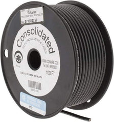 Made in USA - 12 AWG, 65 Strand, 100' OAL, Tinned Copper Hook Up Wire - Black PVC Jacket, 0.155" Diam - Exact Tool & Supply