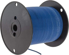Made in USA - 14 AWG, 41 Strand, 500' OAL, Tinned Copper Hook Up Wire - Blue PVC Jacket, 0.136" Diam - Exact Tool & Supply