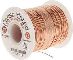 Made in USA - 20 AWG, 0.032 Inch Diameter, 318 Ft., Solid, Grounding Wire - Copper, ASTM B3, QQ-W-343 Type S, RoHS Compliant - Exact Tool & Supply