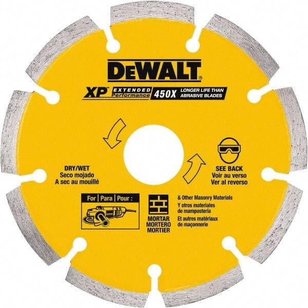 DeWALT - 6" Diam, 7/8" Arbor Hole Diam, Wet & Dry Cut Saw Blade - Diamond-Tipped, Standard Round Arbor - Exact Tool & Supply