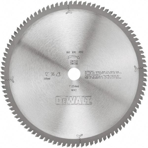 DeWALT - 12" Diam, 1" Arbor Hole Diam, 96 Tooth Wet & Dry Cut Saw Blade - Tungsten Carbide-Tipped, Standard Round Arbor - Exact Tool & Supply