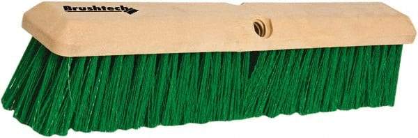 PRO-SOURCE - 18" General Purpose Polypropylene Push Broom - 3" Bristle Length, Plastic Block, Threaded Handle Connection, Handle Sold Separately - Exact Tool & Supply