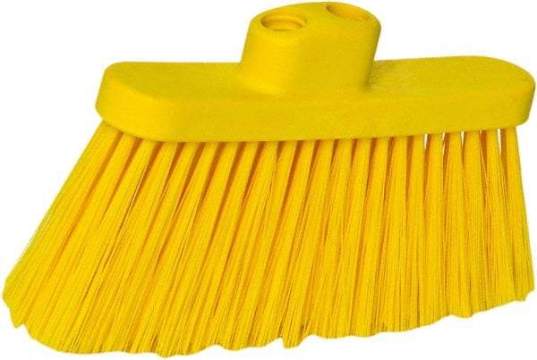 PRO-SOURCE - 10" Wide, Yellow Polypropylene Bristles, Angled Broom - Threaded Handle, 10 Inch Wide Broom, Yellow Bristles, Handle Sold Separately - Exact Tool & Supply