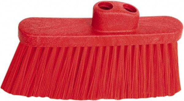 PRO-SOURCE - 10" Wide, Red Polypropylene Bristles, Angled Broom - Threaded Handle, 10 Inch Wide Broom, Red Bristles, Handle Sold Separately - Exact Tool & Supply