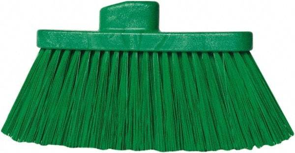 PRO-SOURCE - 10" Wide, Green Polypropylene Bristles, Angled Broom - Threaded Handle, 10 Inch Wide Broom, Green Bristles, Handle Sold Separately - Exact Tool & Supply