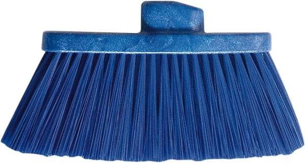 PRO-SOURCE - 10" Wide, Blue Polypropylene Bristles, Angled Broom - Threaded Handle, 10 Inch Wide Broom, Blue Bristles, Handle Sold Separately - Exact Tool & Supply