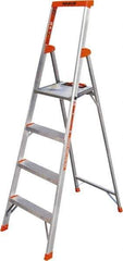 Little Giant Ladder - 4 Steps, 6' High, Type IA Rating, Aluminum Step Ladder - 300 Lb Capacity, 21" Base Width - Exact Tool & Supply