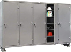 Strong Hold - 25 Shelf Locking Storage Cabinet - Steel, 122" Wide x 24" Deep x 78" High, Dark Gray - Exact Tool & Supply